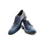 Сини анатомични официални мъжки обувки, естествена кожа - официални обувки за пролетта и лятото N 100018330
